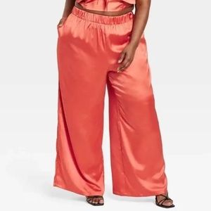 Sammy B x Target Plus Size Mid-Rise Satin Pull-On Pants - Orange 3X NWT